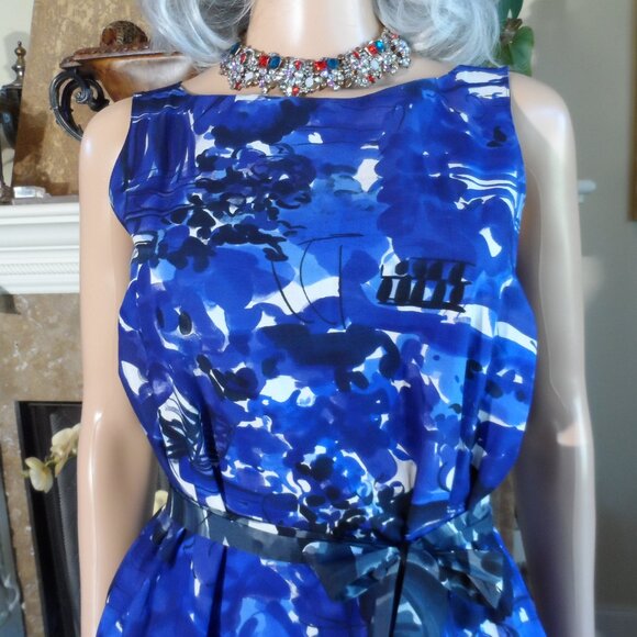 Marni Blue Abstract Print Sleeveless Cotton Dress Size IT 38- US 2 - Picture 7 of 16